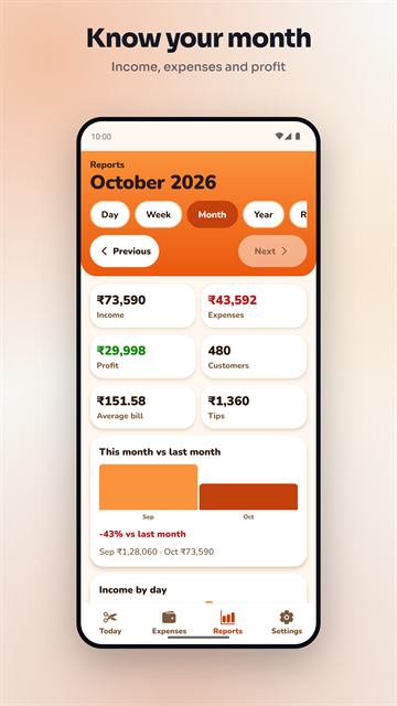 Barber Book: monthly report screen