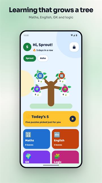 Puzzle Tree: home screen with the learning tree